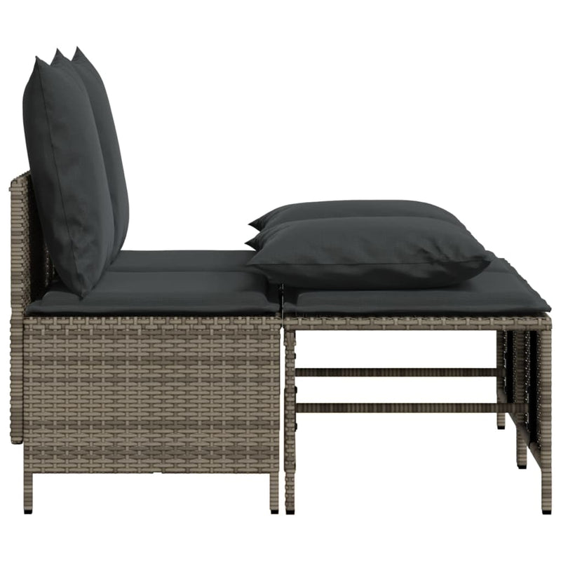 4 Piece Garden Sofa Set with Cushions Grey Poly Rattan Payday Deals