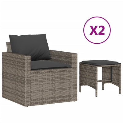 4 Piece Garden Sofa Set with Cushions Grey Poly Rattan Payday Deals