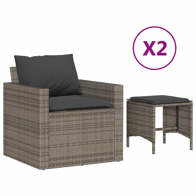 4 Piece Garden Sofa Set with Cushions Grey Poly Rattan Payday Deals