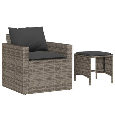 4 Piece Garden Sofa Set with Cushions Grey Poly Rattan Payday Deals