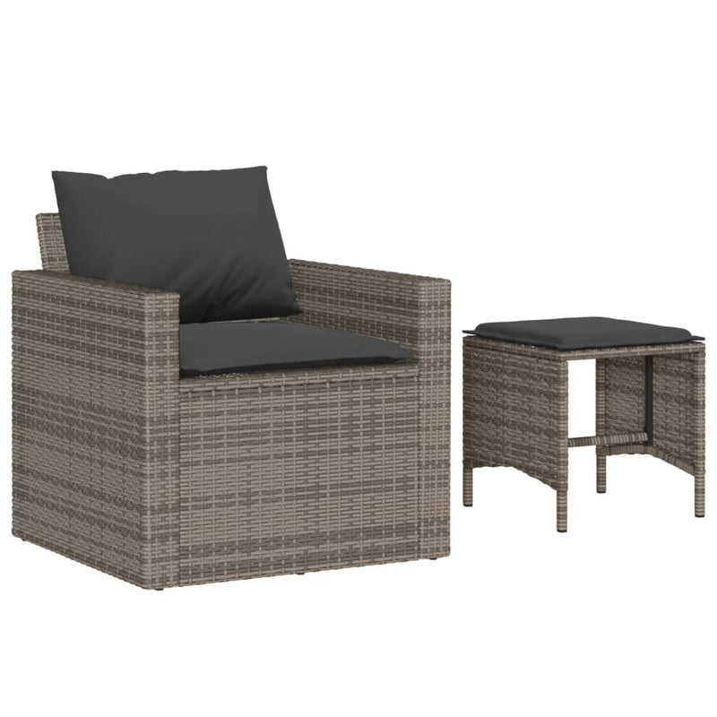 4 Piece Garden Sofa Set with Cushions Grey Poly Rattan Payday Deals