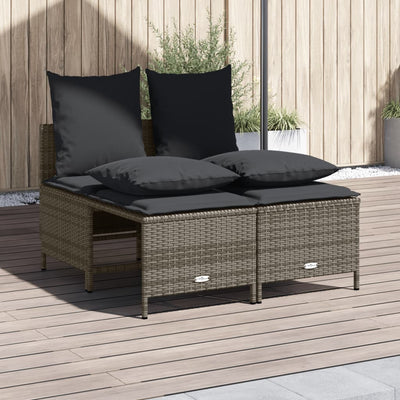 4 Piece Garden Sofa Set with Cushions Grey Poly Rattan