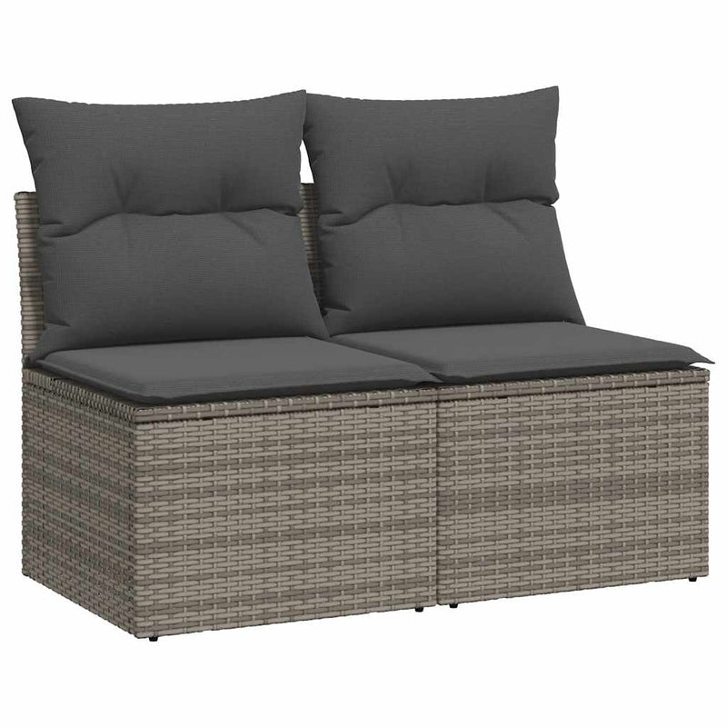 4 Piece Garden Sofa Set with Cushions Grey Poly Rattan Acacia Payday Deals