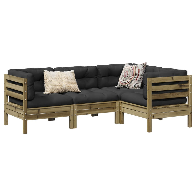 4 Piece Garden Sofa Set with Cushions Impregnated Wood Pine Payday Deals