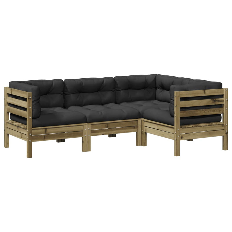 4 Piece Garden Sofa Set with Cushions Impregnated Wood Pine Payday Deals
