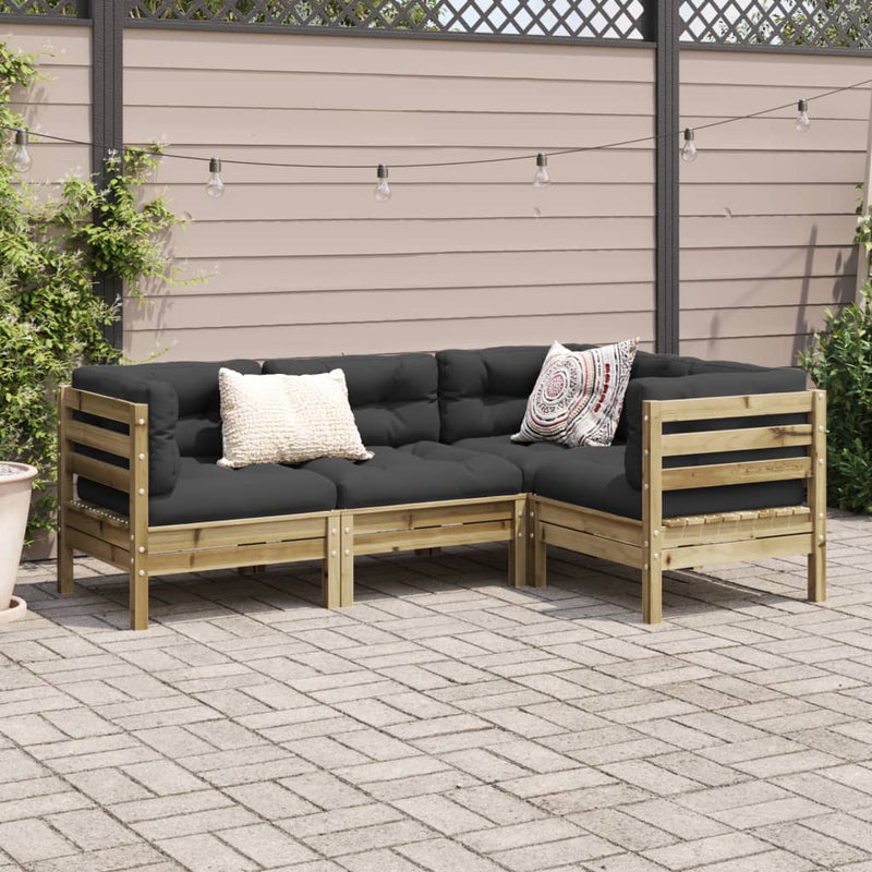 4 Piece Garden Sofa Set with Cushions Impregnated Wood Pine Payday Deals