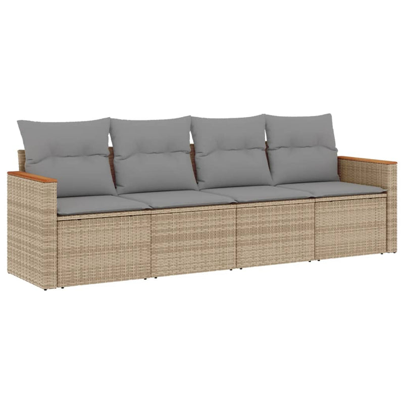 4 Piece Garden Sofa Set with Cushions Mix Beige Poly Rattan Payday Deals