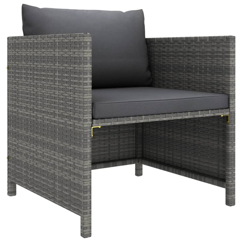 4 Piece Garden Sofa Set with Cushions Poly Rattan Grey Payday Deals