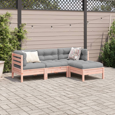 4 Piece Garden Sofa Set with Cushions Solid Wood Douglas Fir Payday Deals