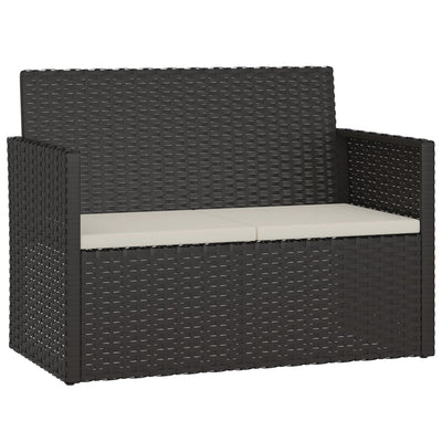 4 Piece Outdoor Lounge Set with Cushions Poly Rattan Black Payday Deals
