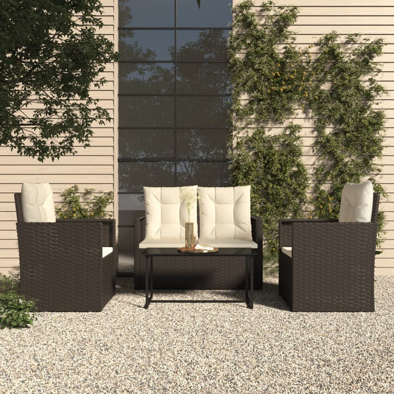 4 Piece Outdoor Lounge Set with Cushions Poly Rattan Black Payday Deals