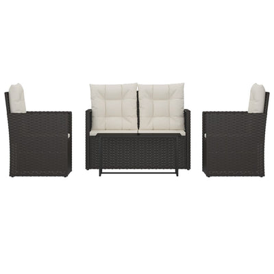 4 Piece Outdoor Lounge Set with Cushions Poly Rattan Black Payday Deals