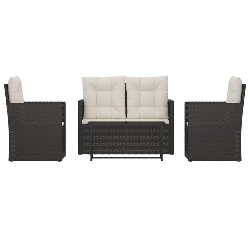 4 Piece Outdoor Lounge Set with Cushions Poly Rattan Black Payday Deals