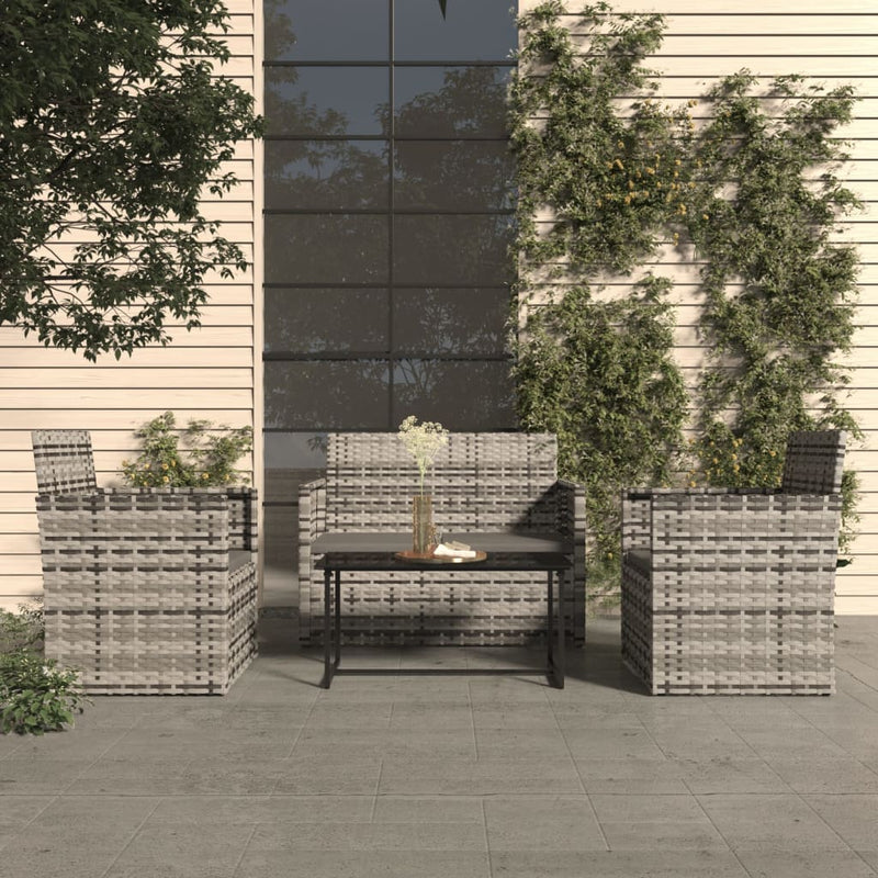 4 Piece Outdoor Lounge Set with Cushions Poly Rattan Grey Payday Deals