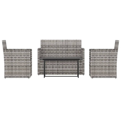 4 Piece Outdoor Lounge Set with Cushions Poly Rattan Grey Payday Deals