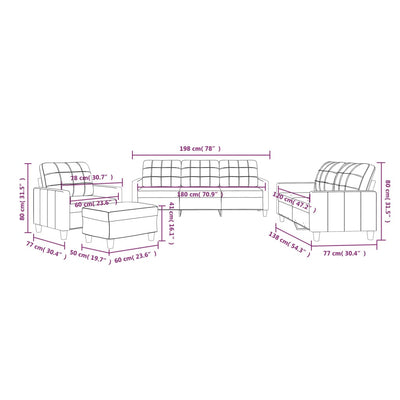 4 Piece Sofa Set with Cushions Black Faux Leather Payday Deals