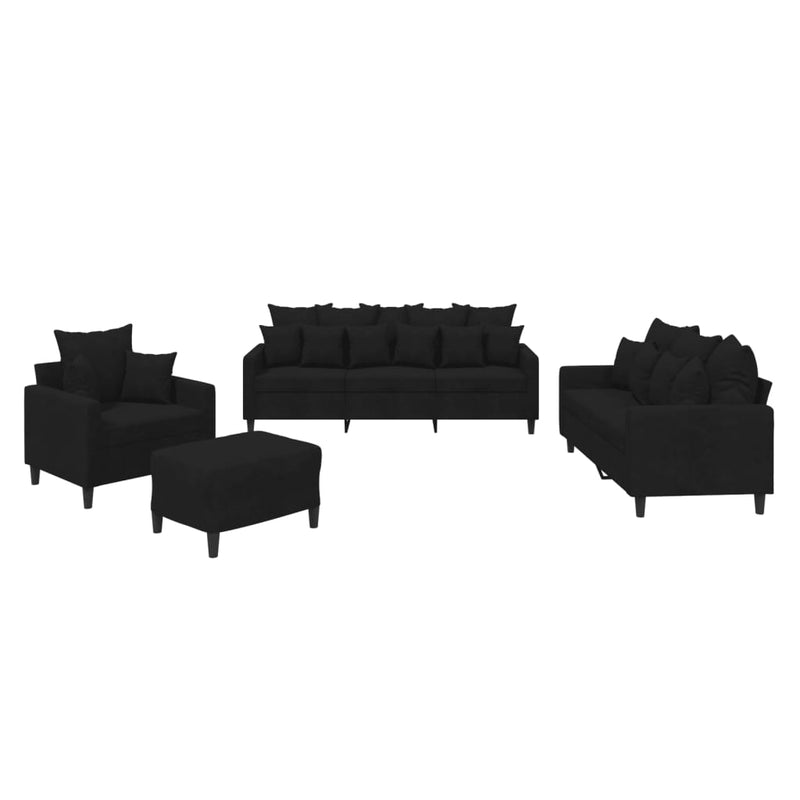 4 Piece Sofa Set with Cushions Black Velvet Payday Deals