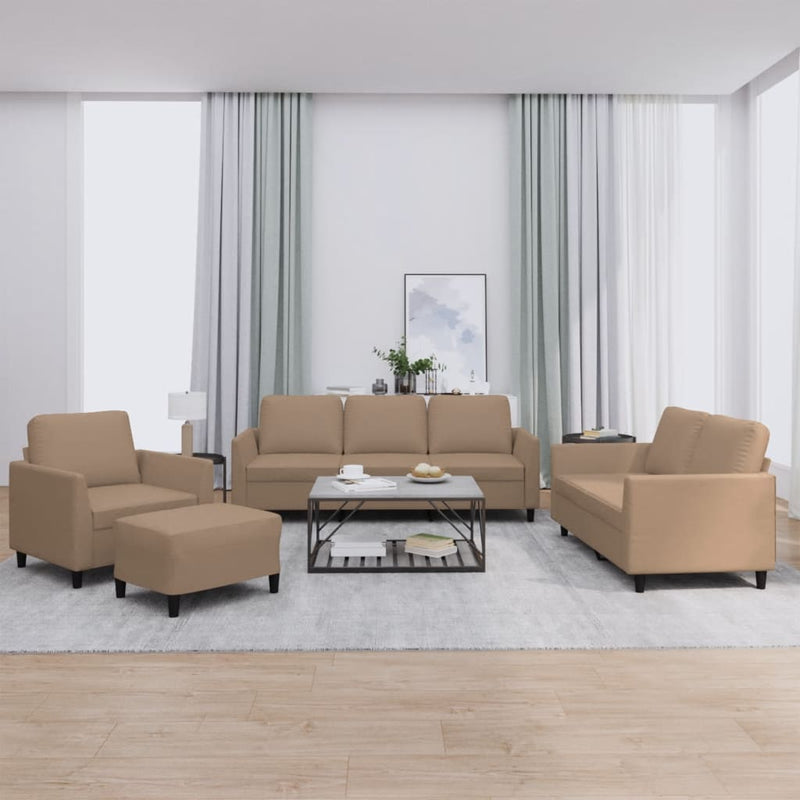 4 Piece Sofa Set with Cushions Cappuccino Faux Leather Payday Deals