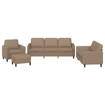 4 Piece Sofa Set with Cushions Cappuccino Faux Leather Payday Deals