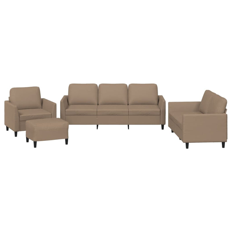 4 Piece Sofa Set with Cushions Cappuccino Faux Leather Payday Deals