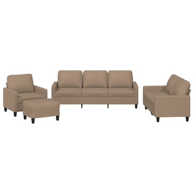 4 Piece Sofa Set with Cushions Cappuccino Faux Leather Payday Deals