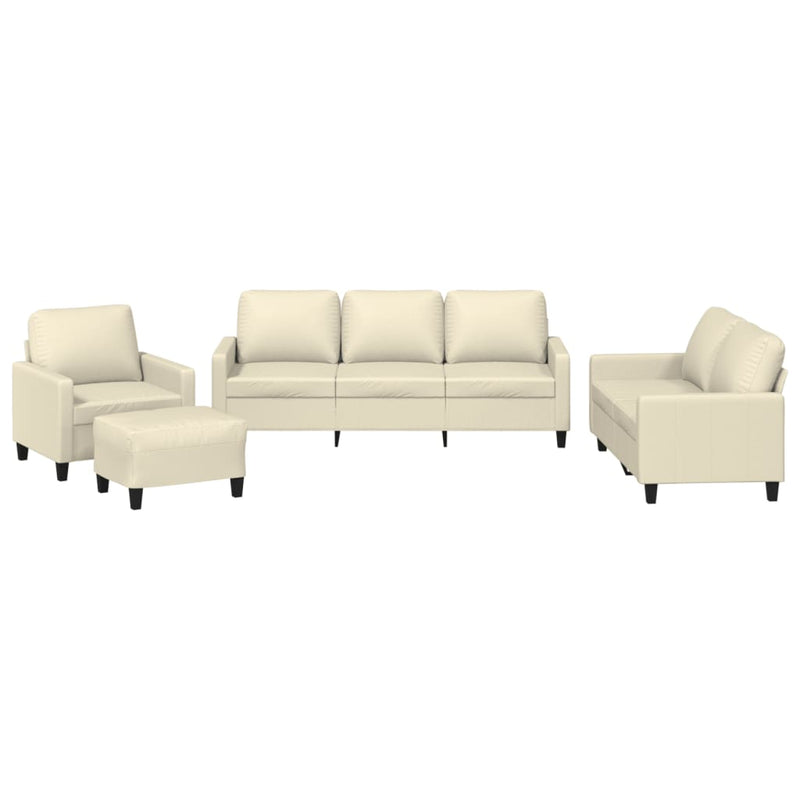 4 Piece Sofa Set with Cushions Cream Faux Leather Payday Deals
