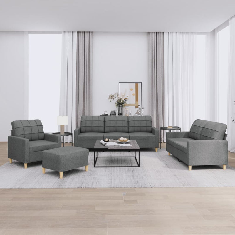 4 Piece Sofa Set with Cushions Dark Grey Fabric Payday Deals