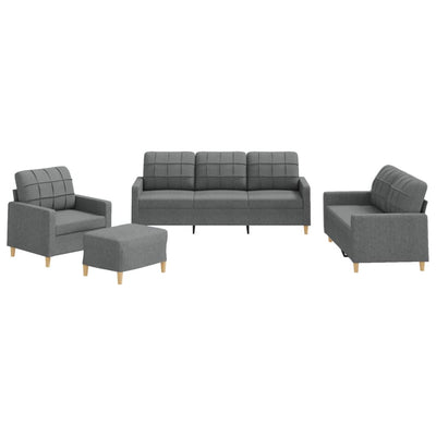 4 Piece Sofa Set with Cushions Dark Grey Fabric Payday Deals