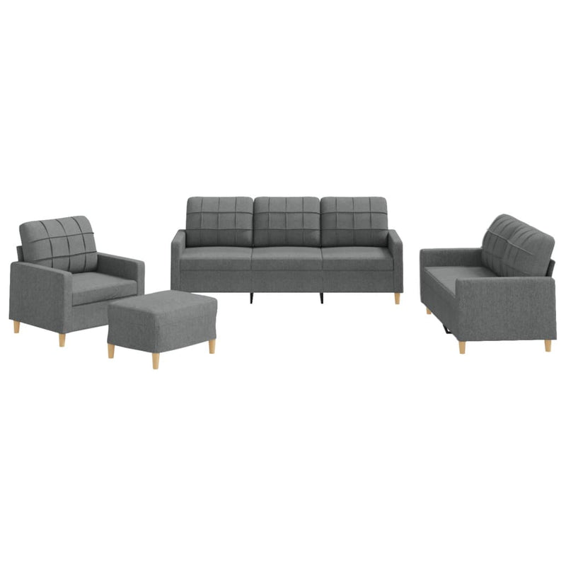 4 Piece Sofa Set with Cushions Dark Grey Fabric Payday Deals