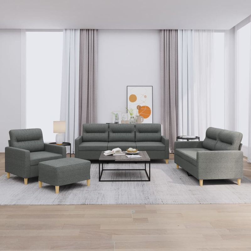 4 Piece Sofa Set with Cushions Dark Grey Fabric Payday Deals
