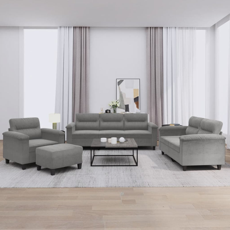 4 Piece Sofa Set with Cushions Dark Grey Microfibre Fabric Payday Deals