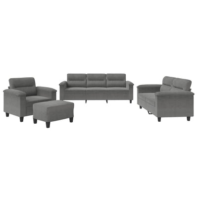4 Piece Sofa Set with Cushions Dark Grey Microfibre Fabric Payday Deals