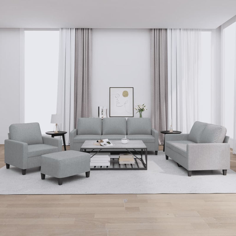 4 Piece Sofa Set with Cushions Light Grey Fabric Payday Deals