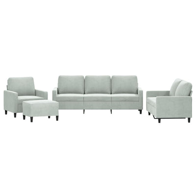 4 Piece Sofa Set with Cushions Light Grey Velvet Payday Deals