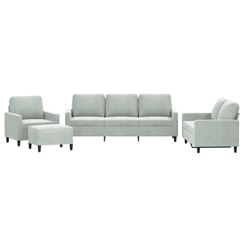 4 Piece Sofa Set with Cushions Light Grey Velvet Payday Deals