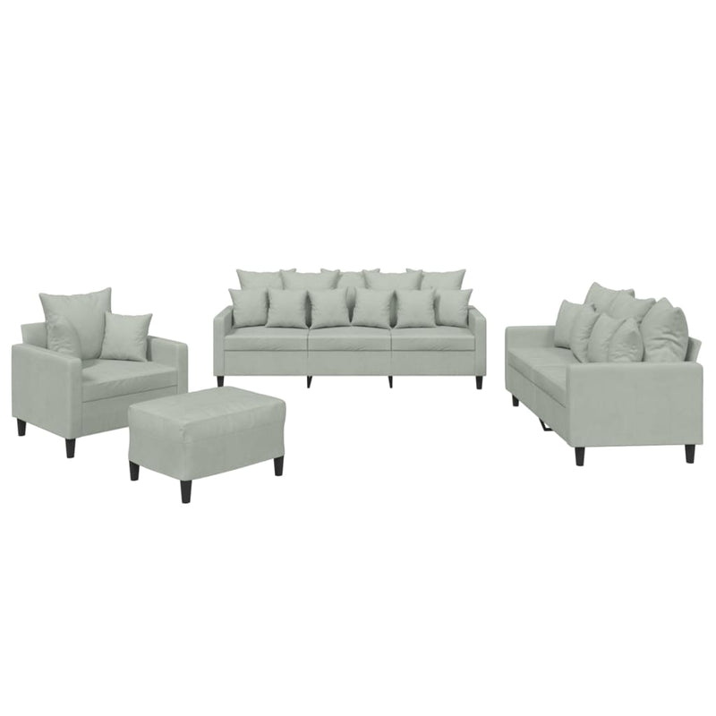 4 Piece Sofa Set with Cushions Light Grey Velvet Payday Deals