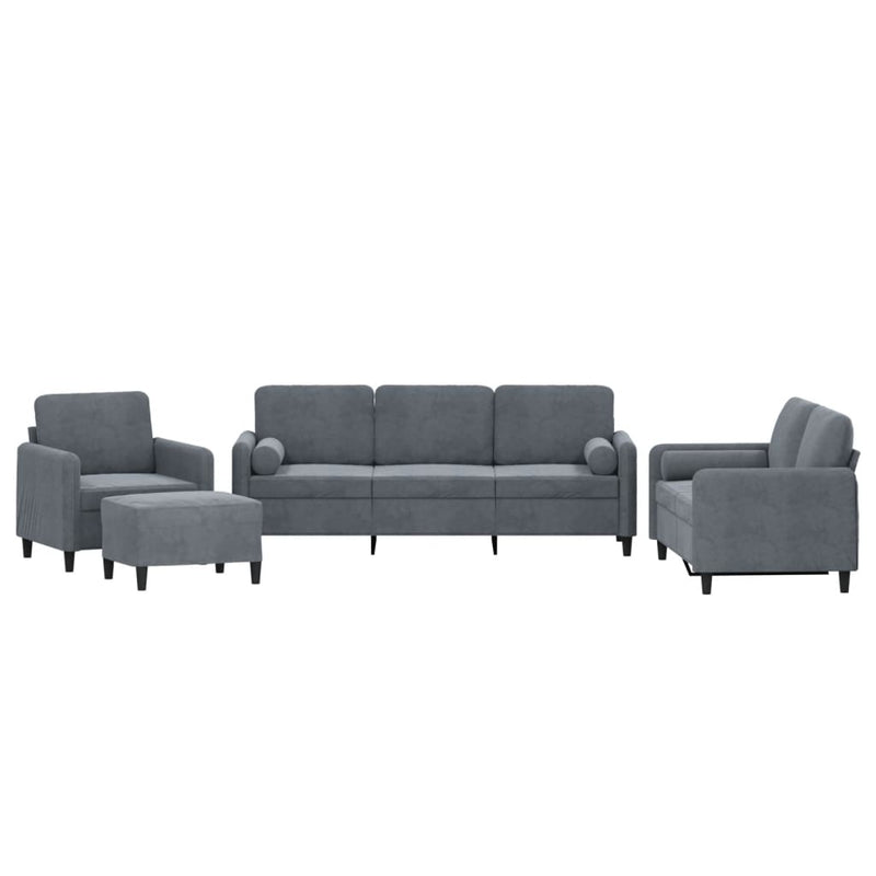 4 Piece Sofa Set with Pillows Dark Grey Velvet Payday Deals