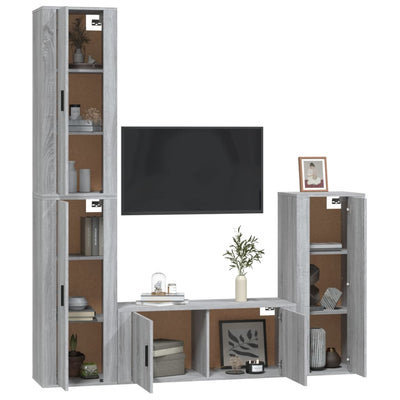 4 Piece TV Cabinet Set Grey Sonoma Engineered Wood Payday Deals