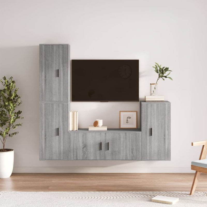 4 Piece TV Cabinet Set Grey Sonoma Engineered Wood Payday Deals
