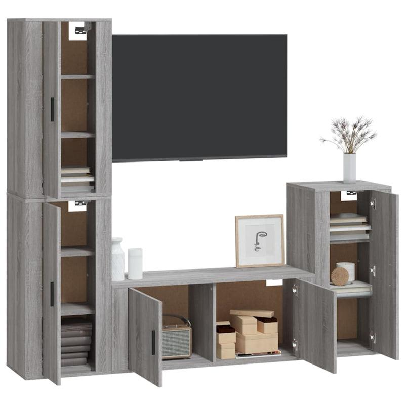 4 Piece TV Cabinet Set Grey Sonoma Engineered Wood Payday Deals