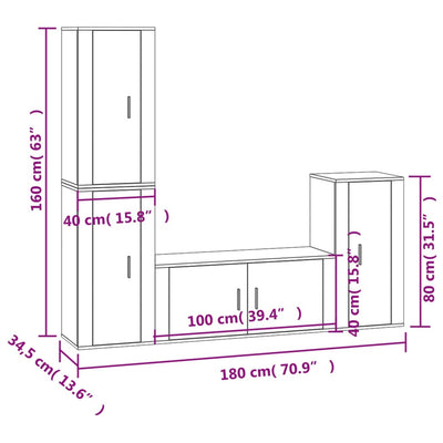 4 Piece TV Cabinet Set Grey Sonoma Engineered Wood Payday Deals