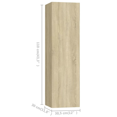 4 Piece TV Cabinet Set Sonoma Oak Engineered Wood Payday Deals