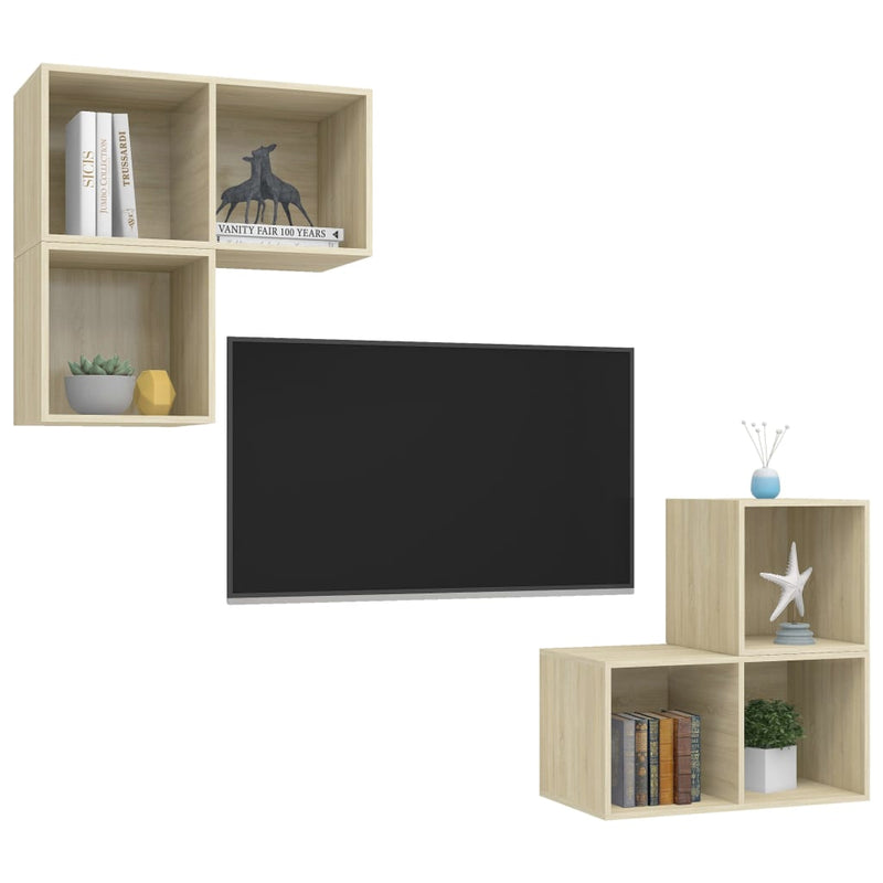 4 Piece TV Cabinet Set Sonoma Oak Engineered Wood Payday Deals