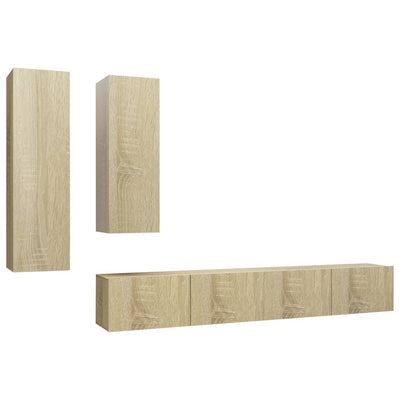 4 Piece TV Cabinet Set Sonoma Oak Engineered Wood Payday Deals