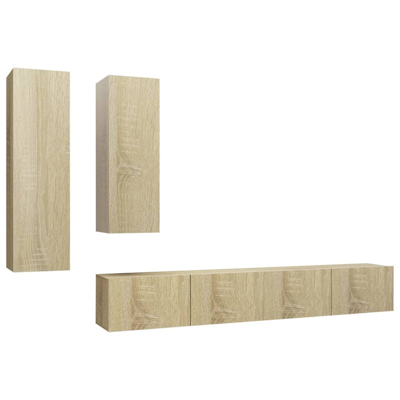4 Piece TV Cabinet Set Sonoma Oak Engineered Wood Payday Deals