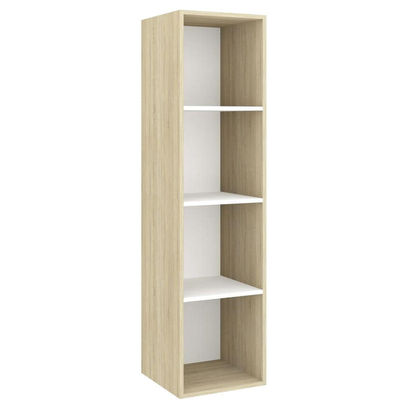 4 Piece TV Cabinet Set White and Sonoma Oak Engineered Wood ??805476+805485+2x805494) Payday Deals
