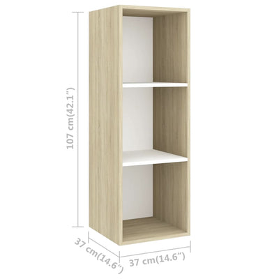 4 Piece TV Cabinet Set White and Sonoma Oak Engineered Wood ??805476+805485+2x805494) Payday Deals