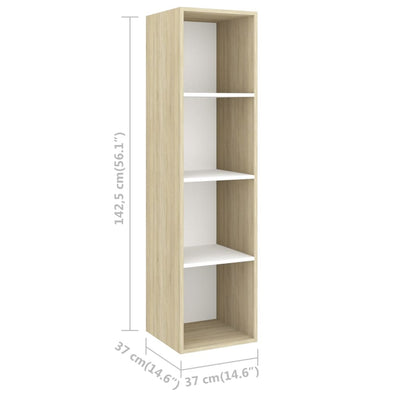 4 Piece TV Cabinet Set White and Sonoma Oak Engineered Wood ??805476+805485+2x805494) Payday Deals
