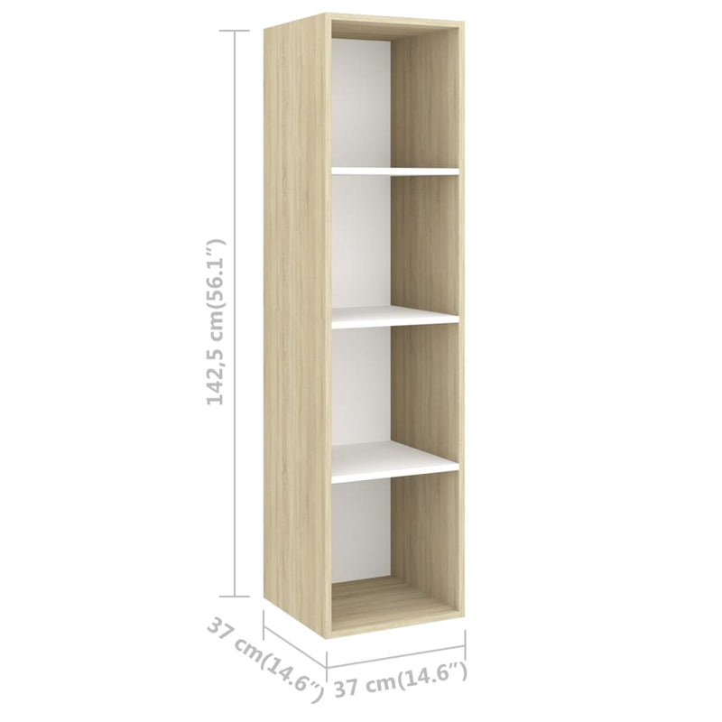 4 Piece TV Cabinet Set White and Sonoma Oak Engineered Wood ??805476+805485+2x805494) Payday Deals