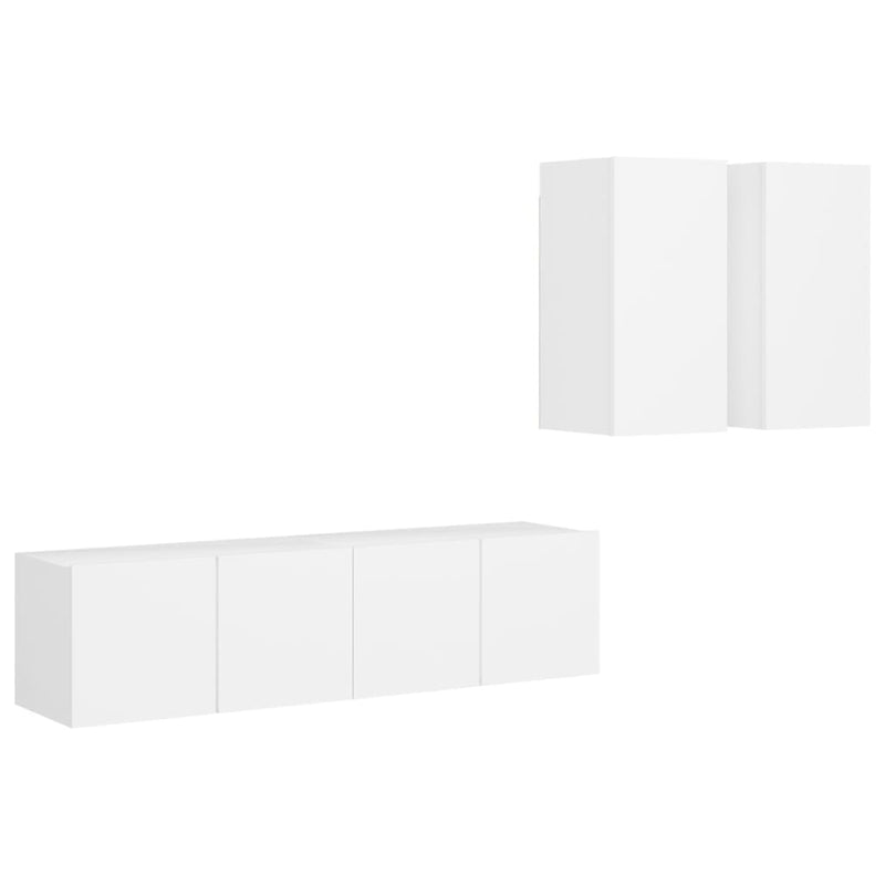 4 Piece TV Cabinet Set White Engineered Wood Payday Deals